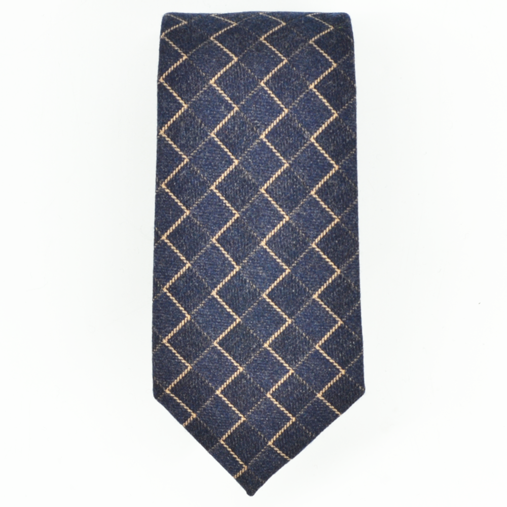 Navy Beige Zig Zag Tie