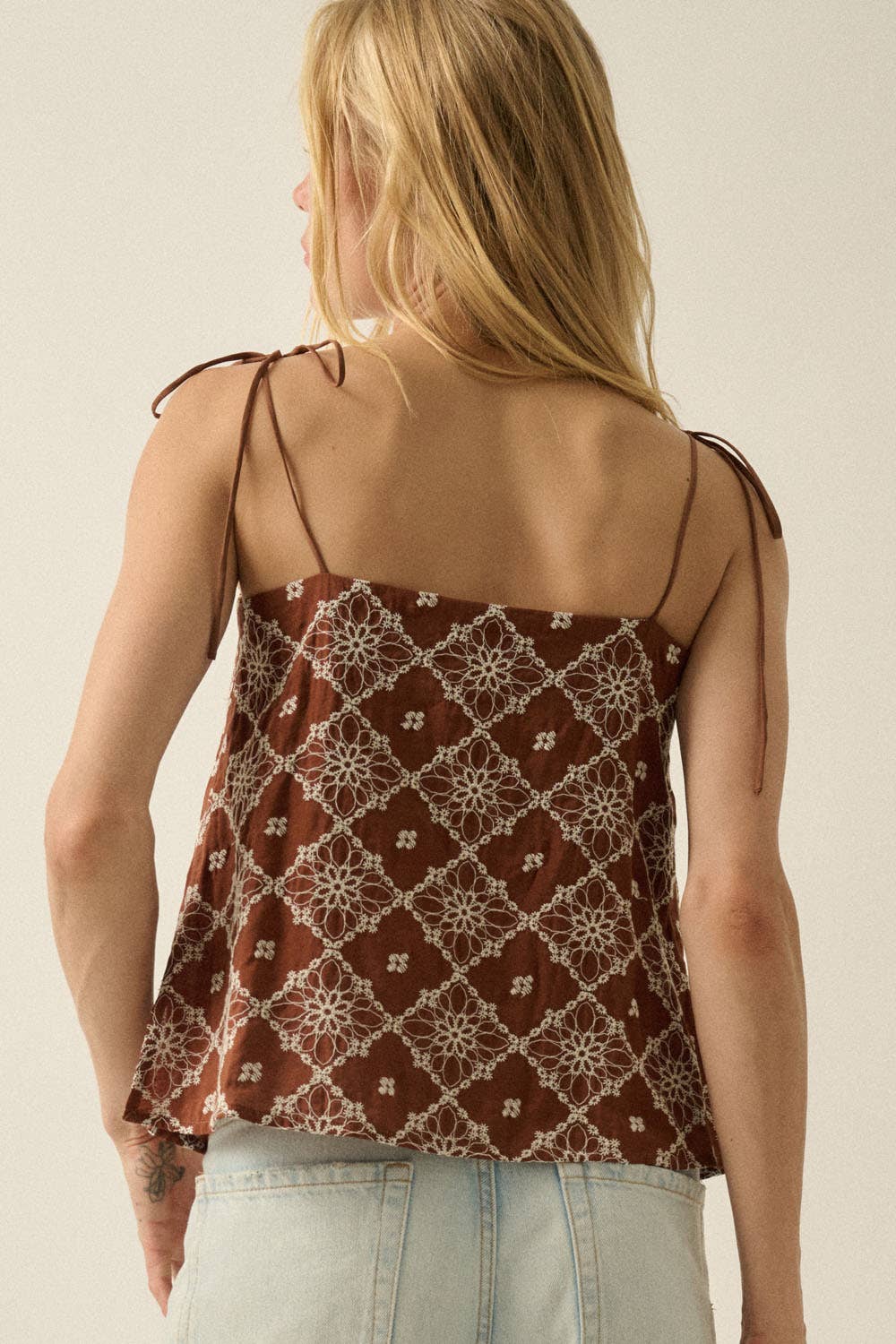 Coffee Run Embroidered Tank