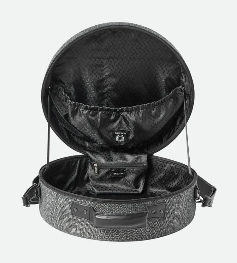 Fedora Travel Case - Black/Grey Herringbone