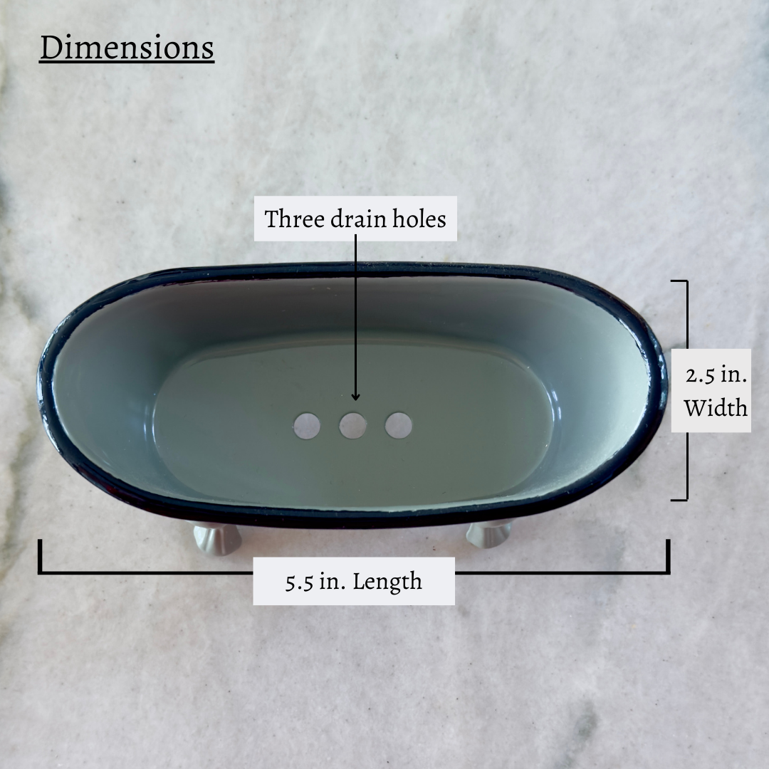 Measurement chart of a oval dish with dimensions labeled