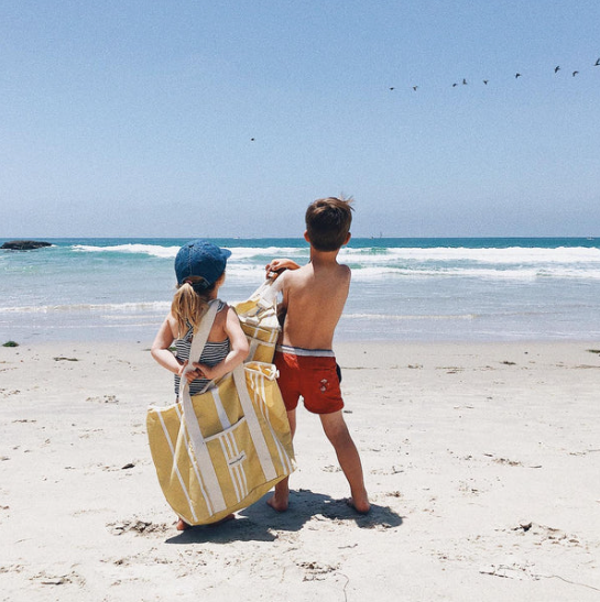 Beach Bag - Vintage Yellow Stripe