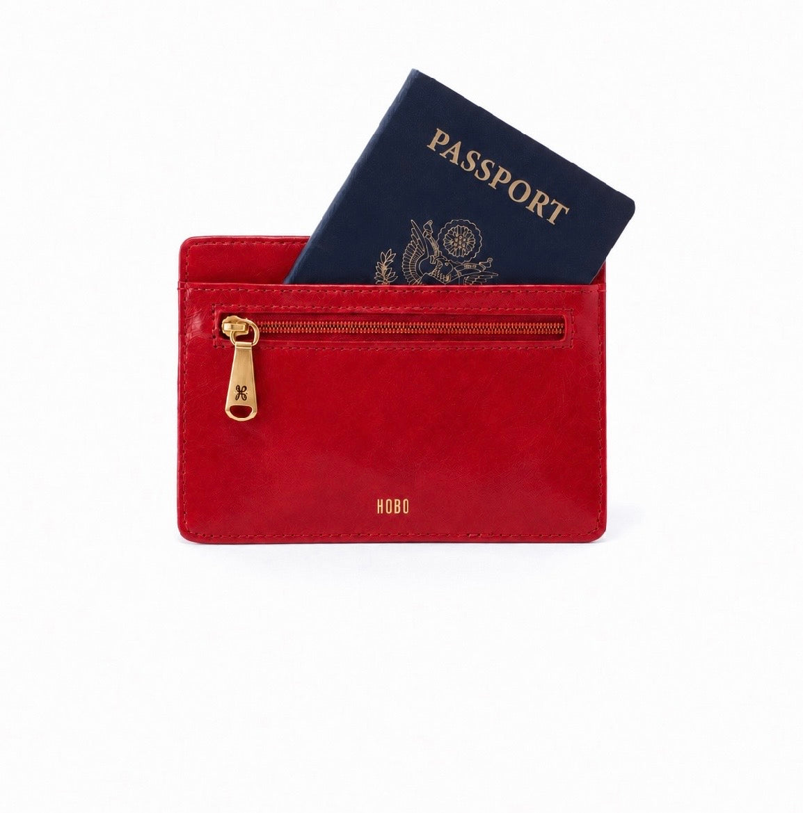 True Red Euro Slide Card Case - Polished Leather