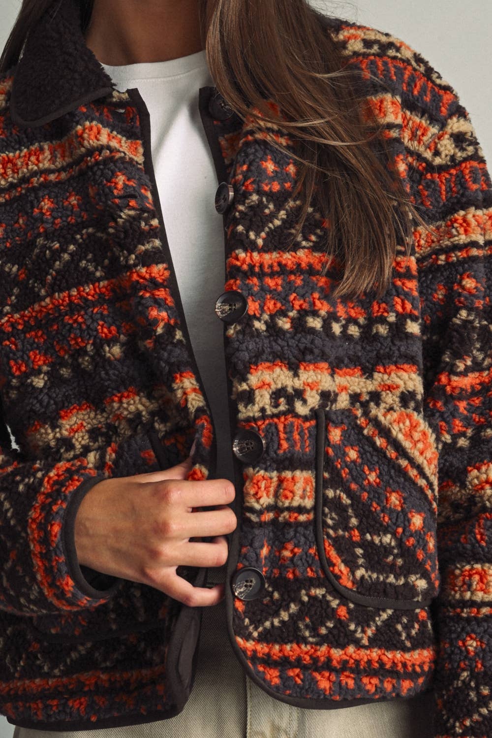 Patterned Fleece Jacket
