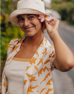 Women's Aloha Shirt - Cut Paper Gold