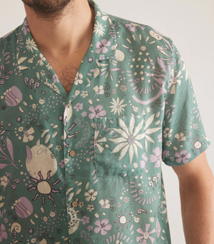 Tencel Linen Resort Shirt - Green Floral