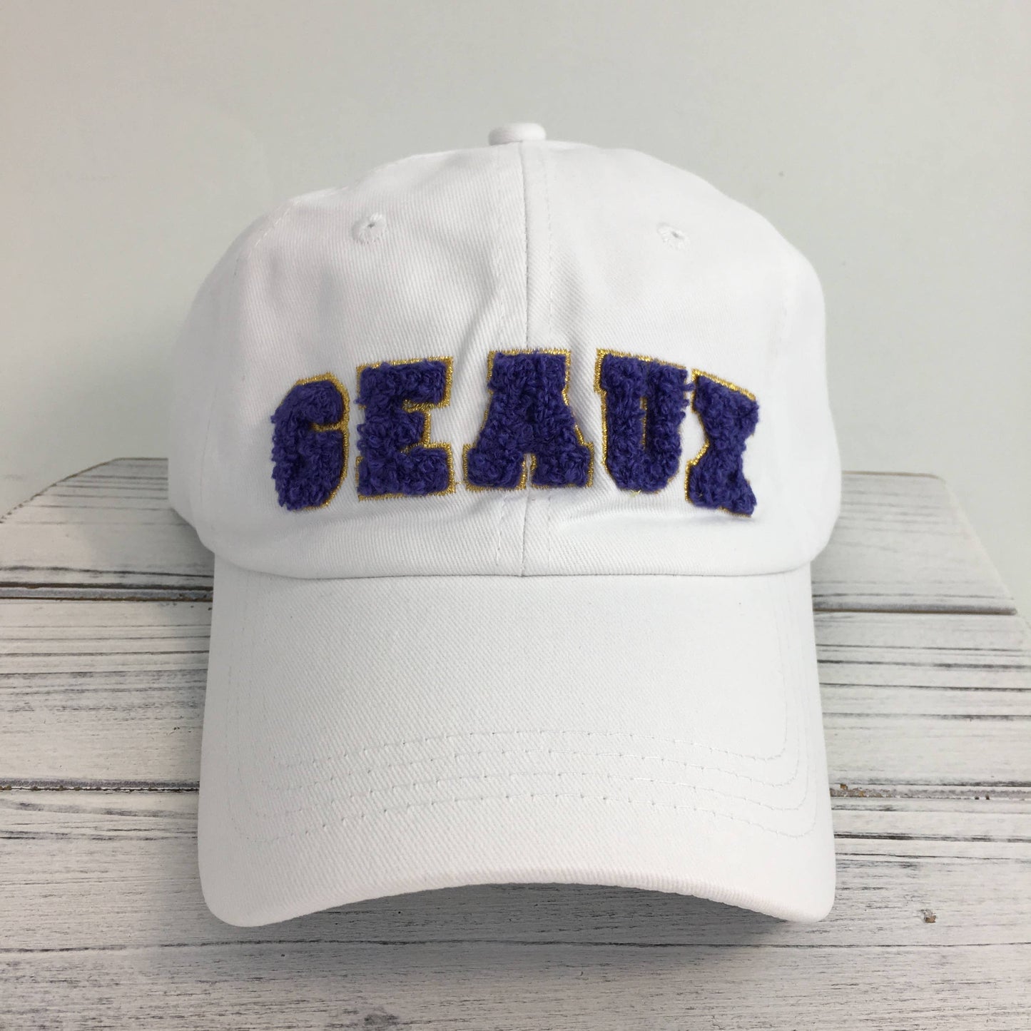 Chenille GEAUX cap white
