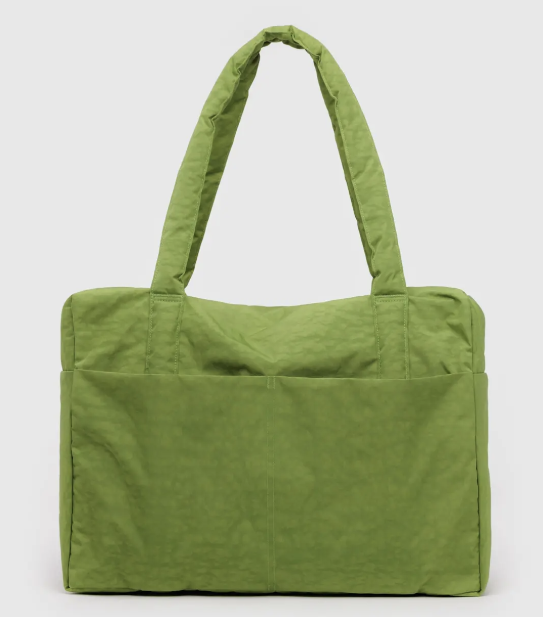 Side profile of Baggu Cloud Carry-On bag highlighting lightweight design and compact silhouette