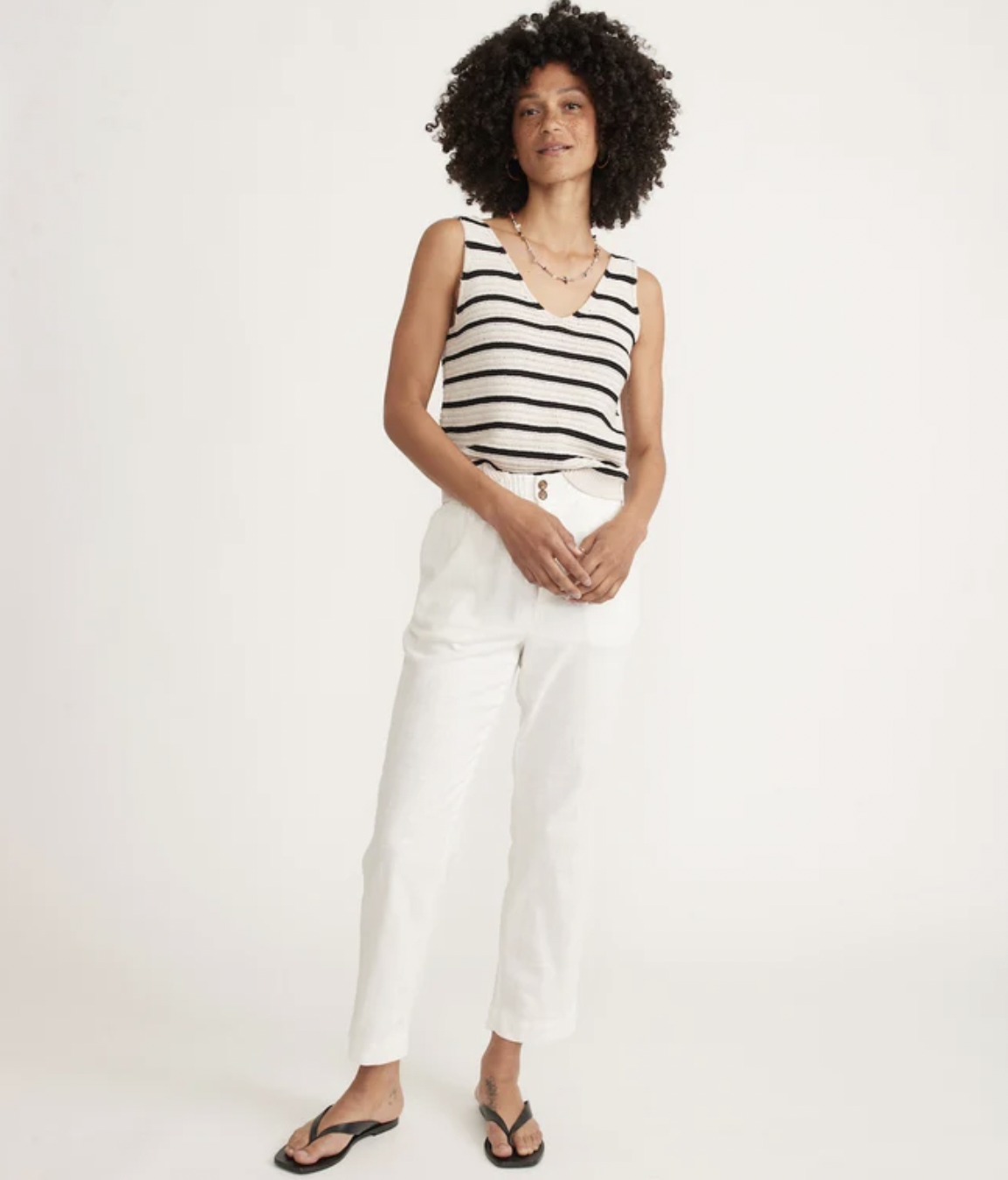 Elle Relaxed Crop Pant - White
