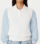 Sleeveless Polo Sweater - White