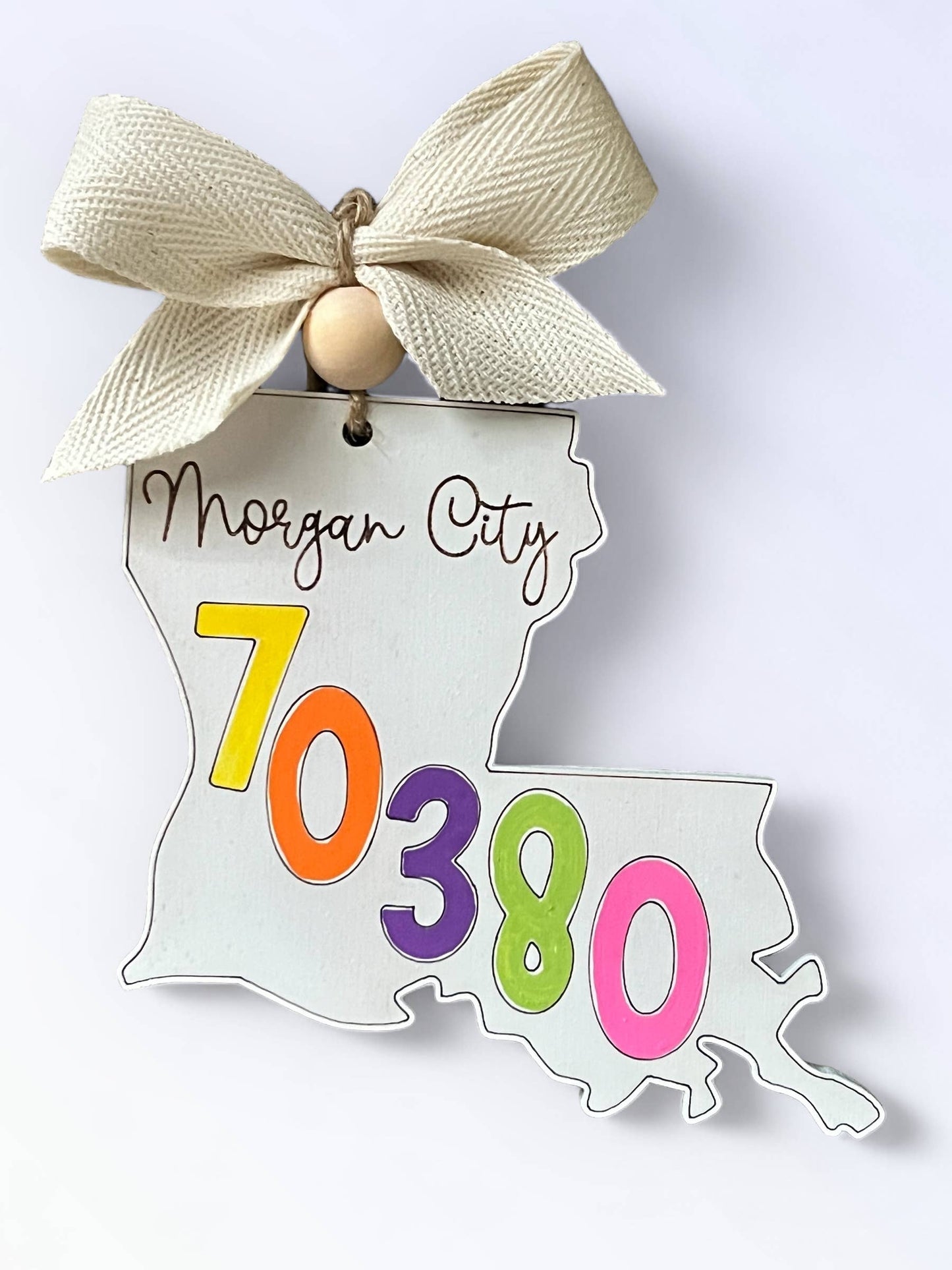 Geaux Magnolia - State Ornament w/ Town Name Zip Code Merry Christmas City