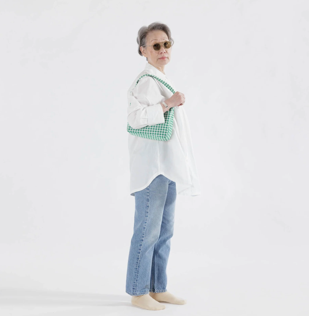 Mini Nylon Shoulder Bag - Green Gingham