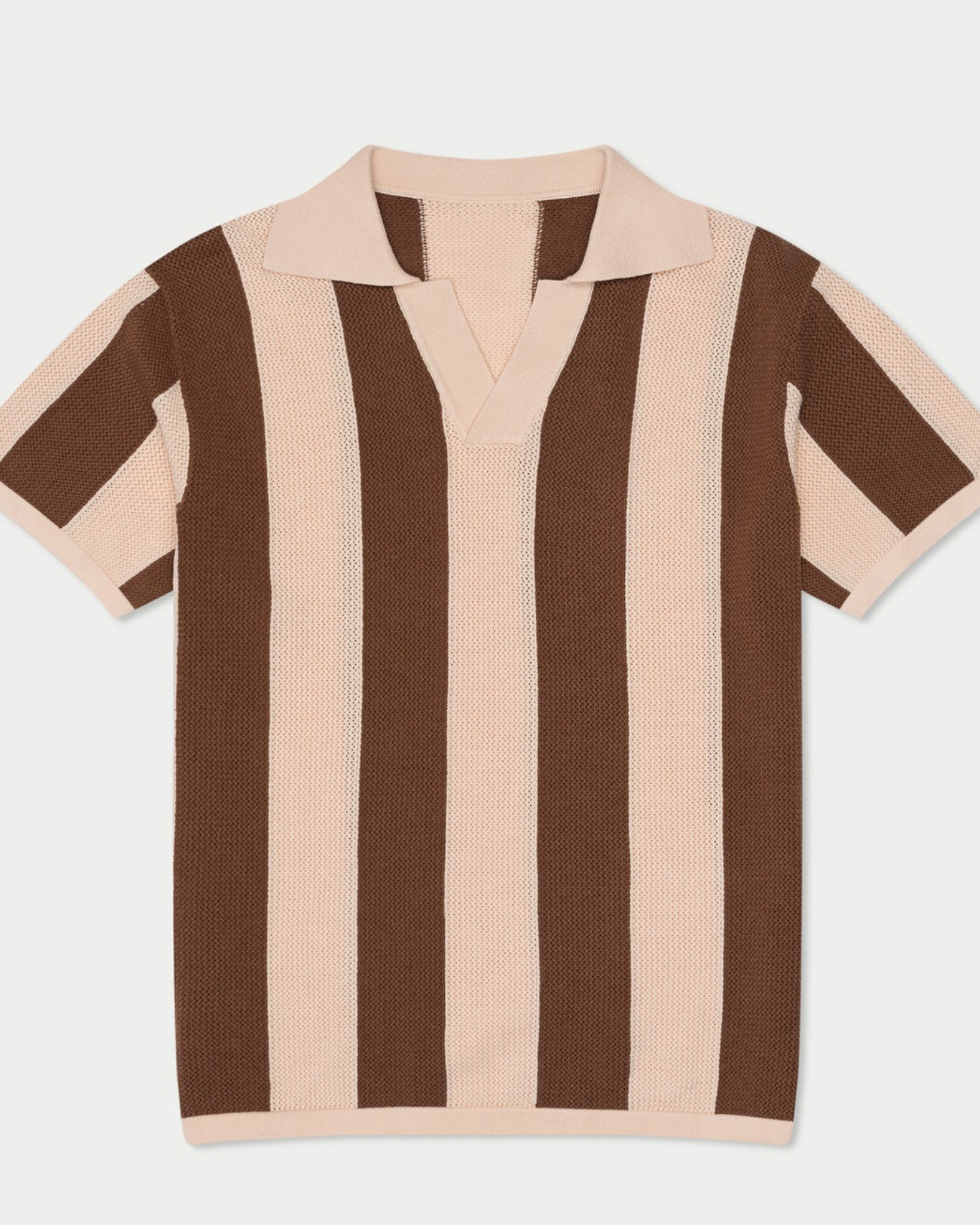 Brown Stripe Knit Polo