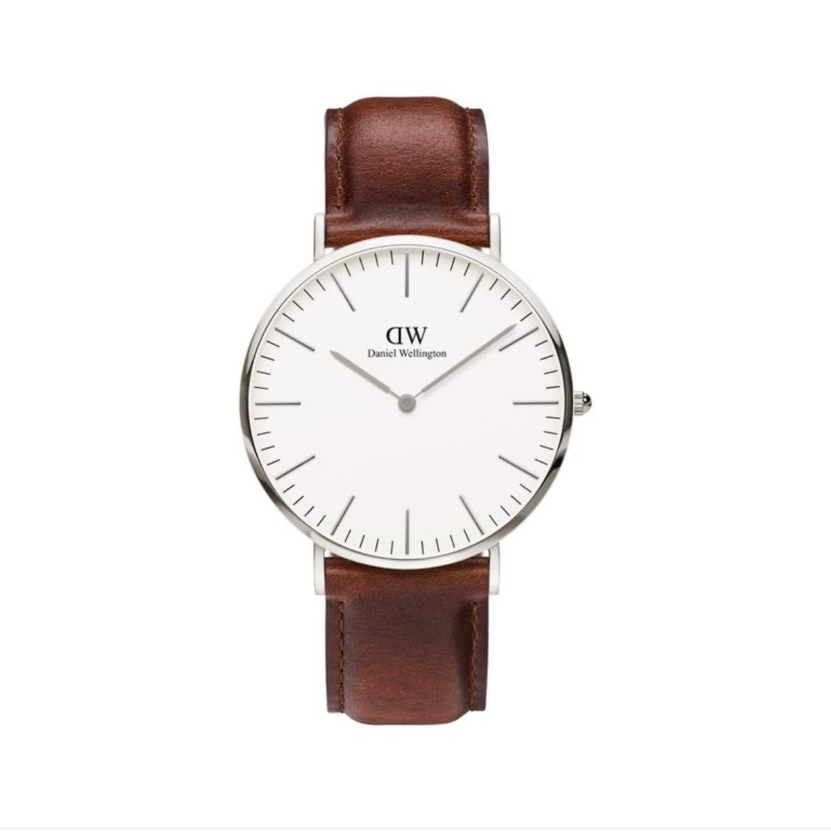 DANIEL WELLINGTON-WHITE FACE BROWN BAND