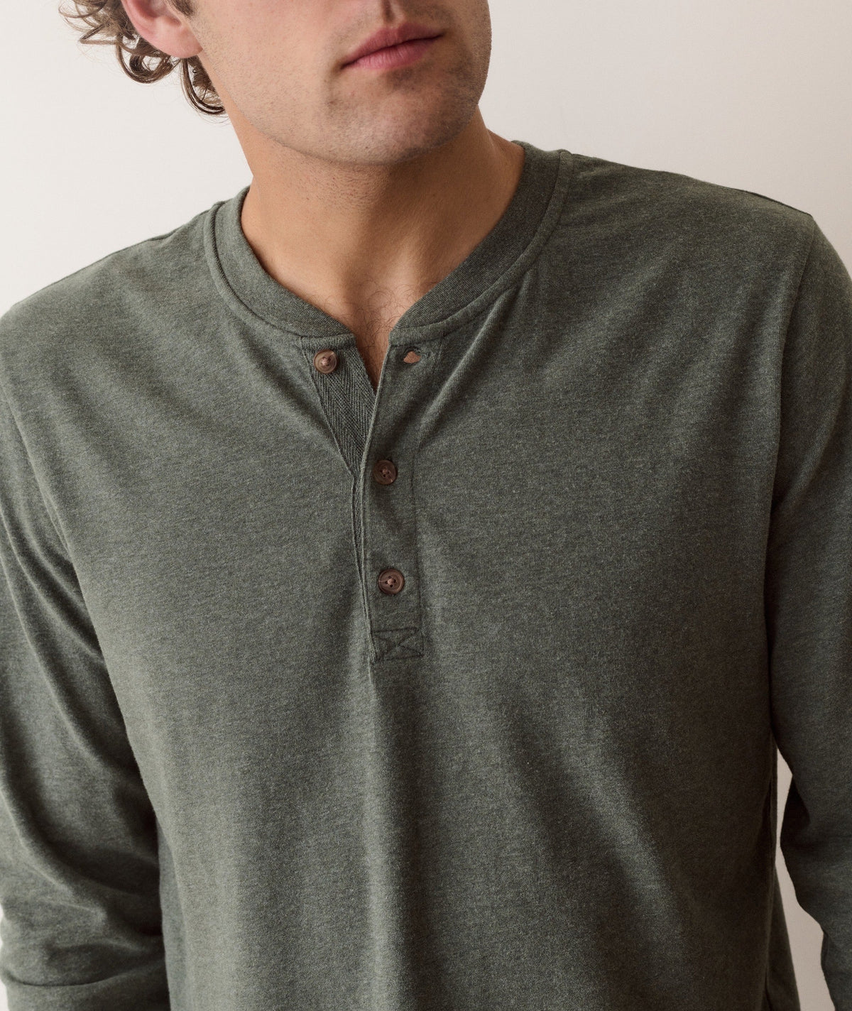 Balsam Green Heather Luxe Jersey Henley