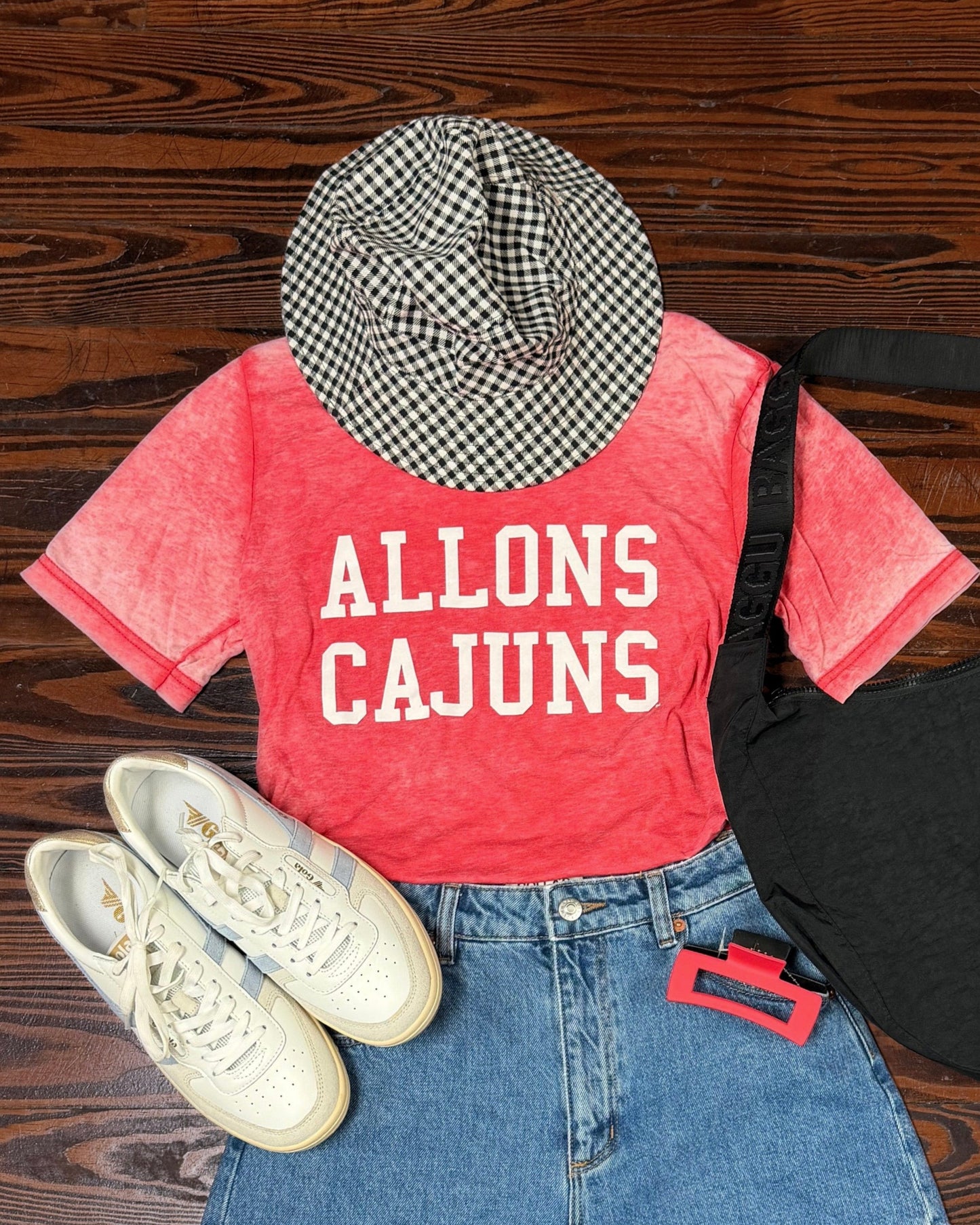 Red Allons Cajuns Retro Tee