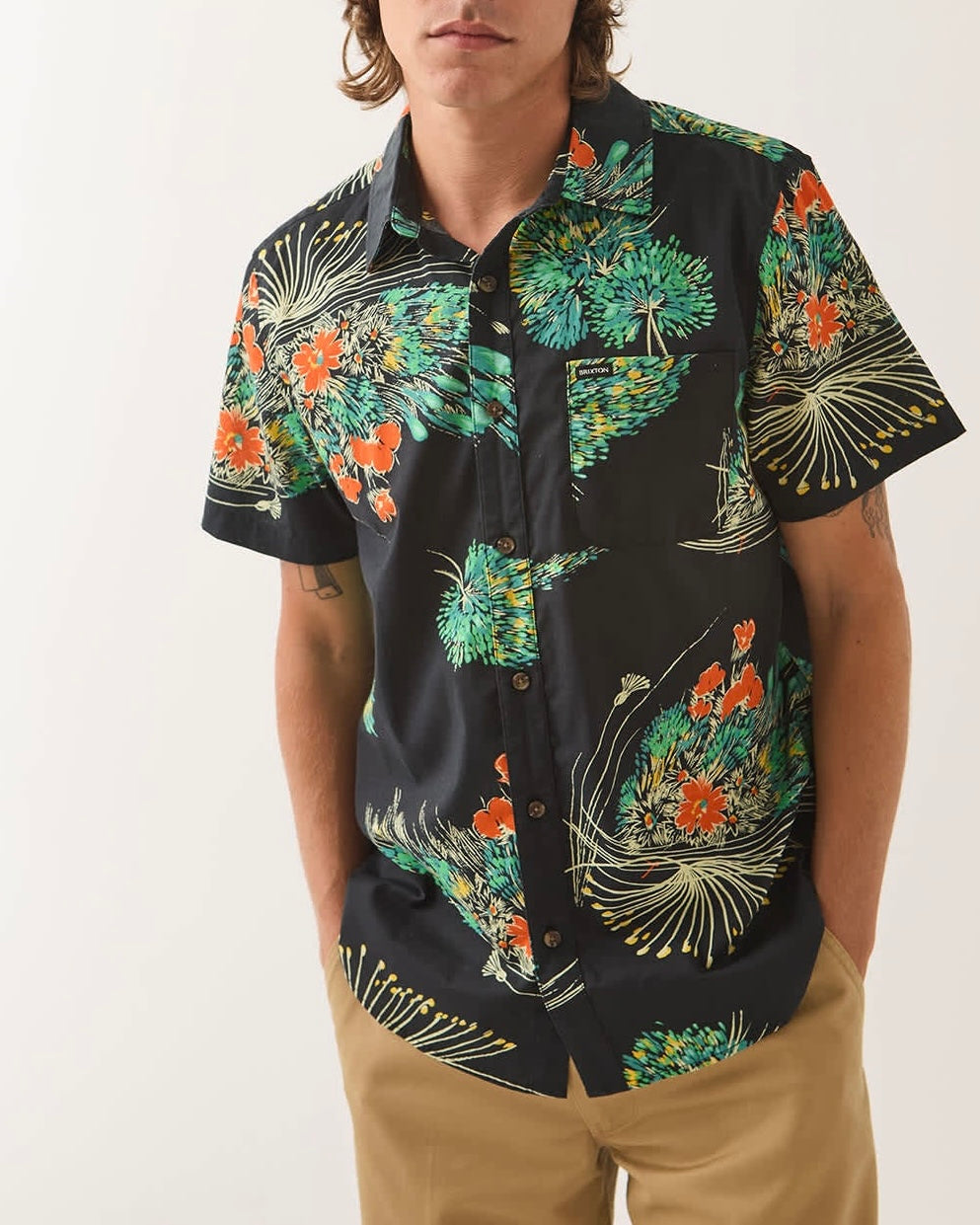 Black Floral Charter Print Shirt