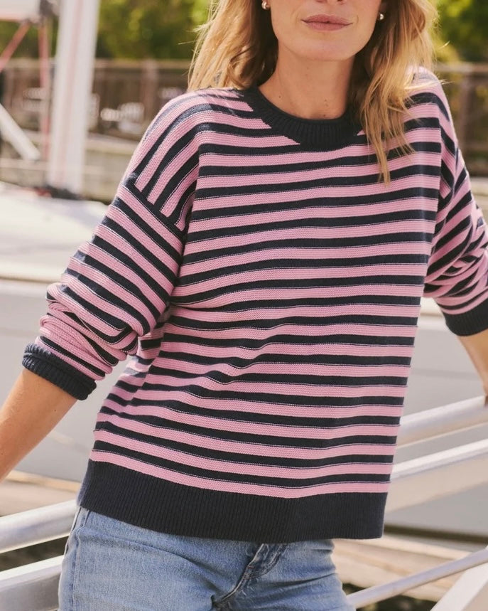 Navy & Lilac Suki Crewneck Sweater