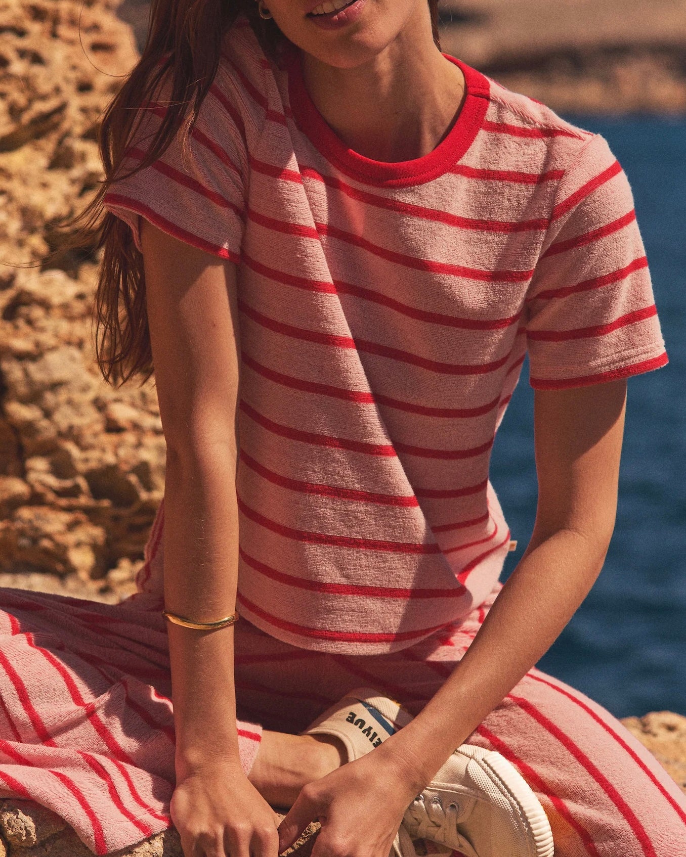 Red Stripe Beach Terry Crewneck