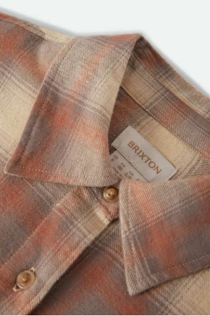 Plaid shirt with a Brixton label on a white background