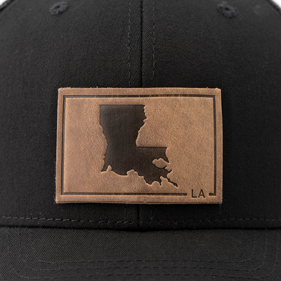 Louisiana Silhouette Hat | Leather Patch Trucker Hat