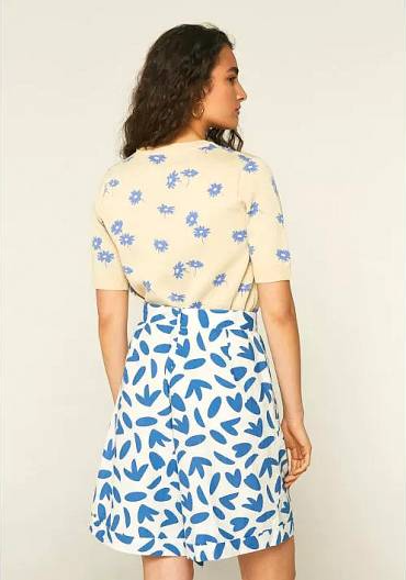 Petal Print Bermuda Shorts - White/Blue
