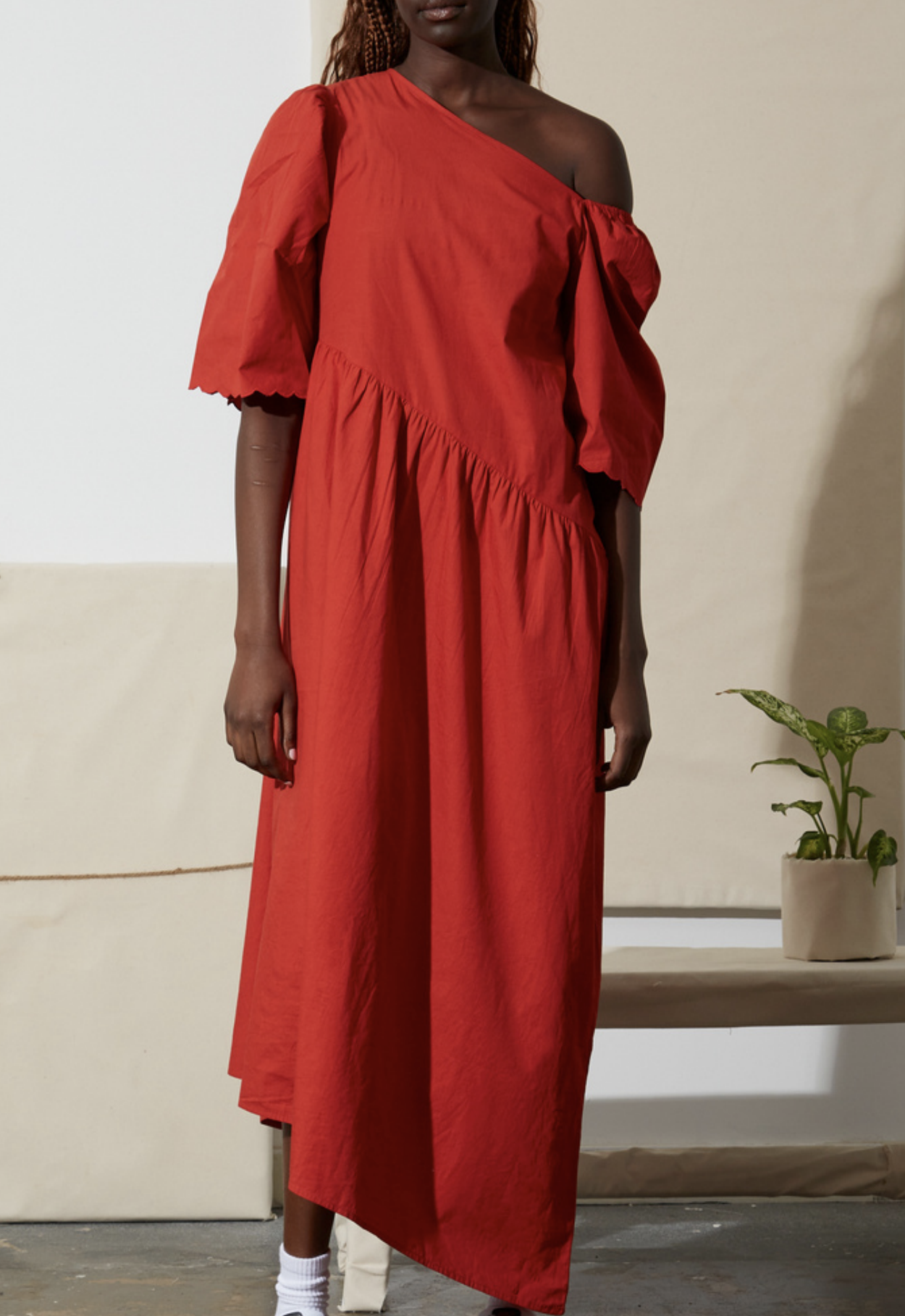 co tiered cotton midi dress Sleeveless Tiered Midi Dress - SMALL / ORANGE