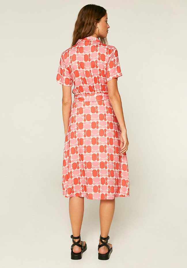 Floral Print Midi Shirt Dress - Pink/Red