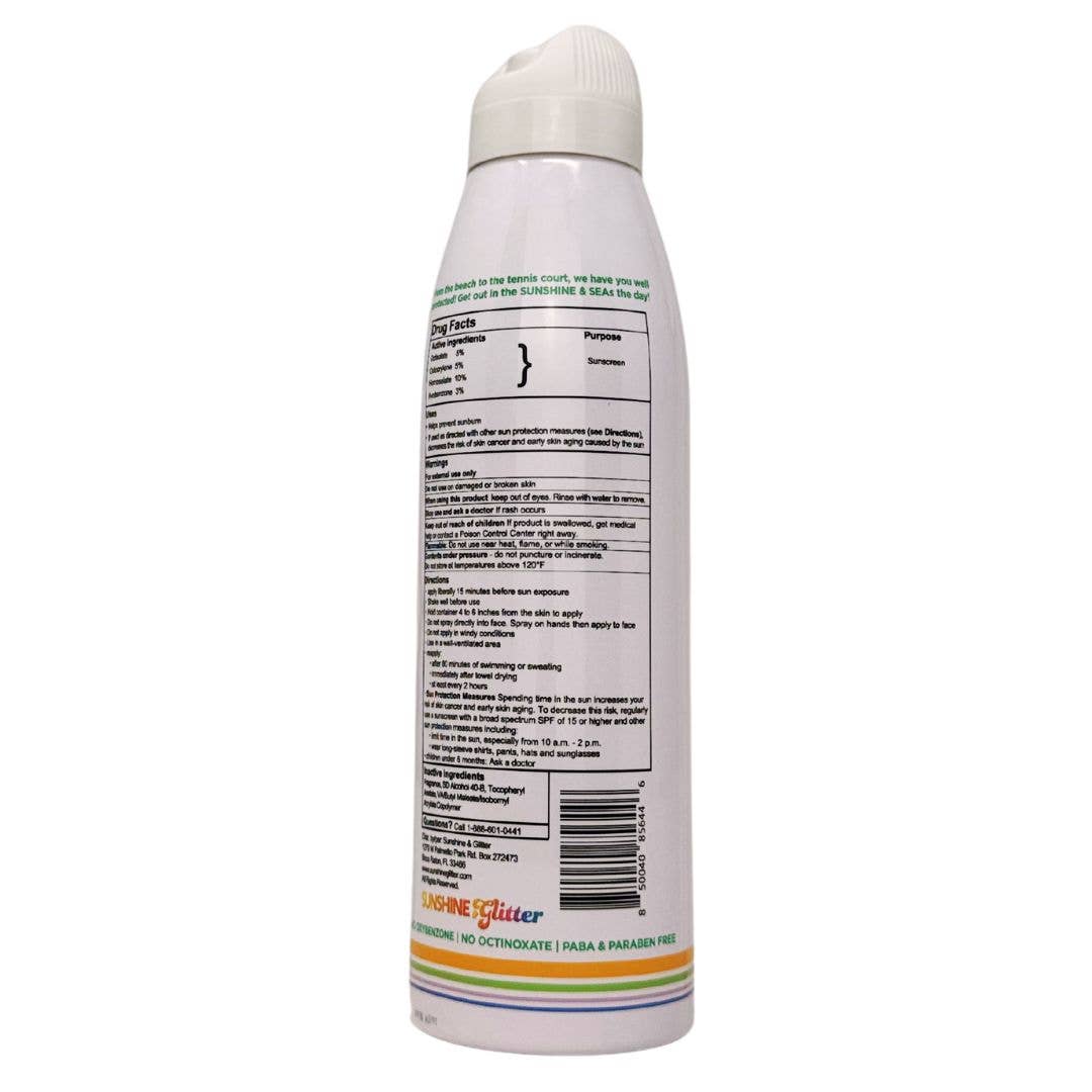 White spray bottle with a label on a white background
