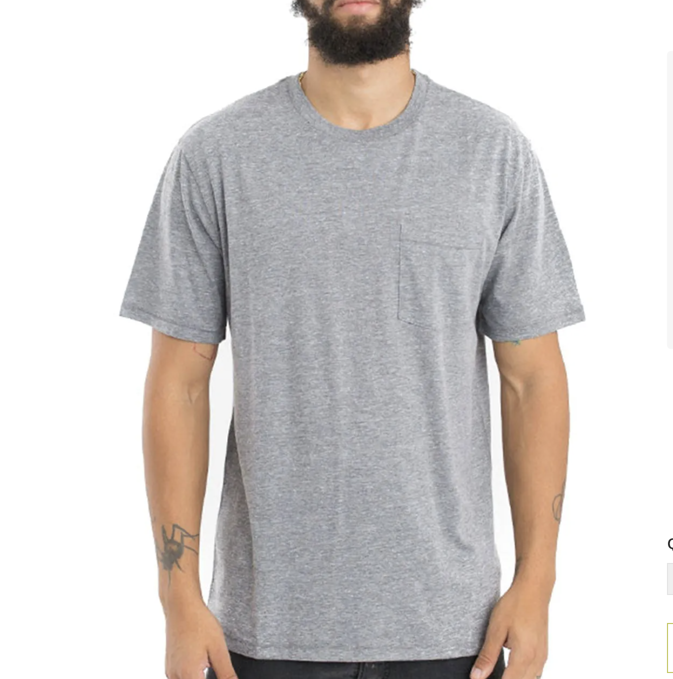 Premium Cotton Pocket Tee - Heather Grey