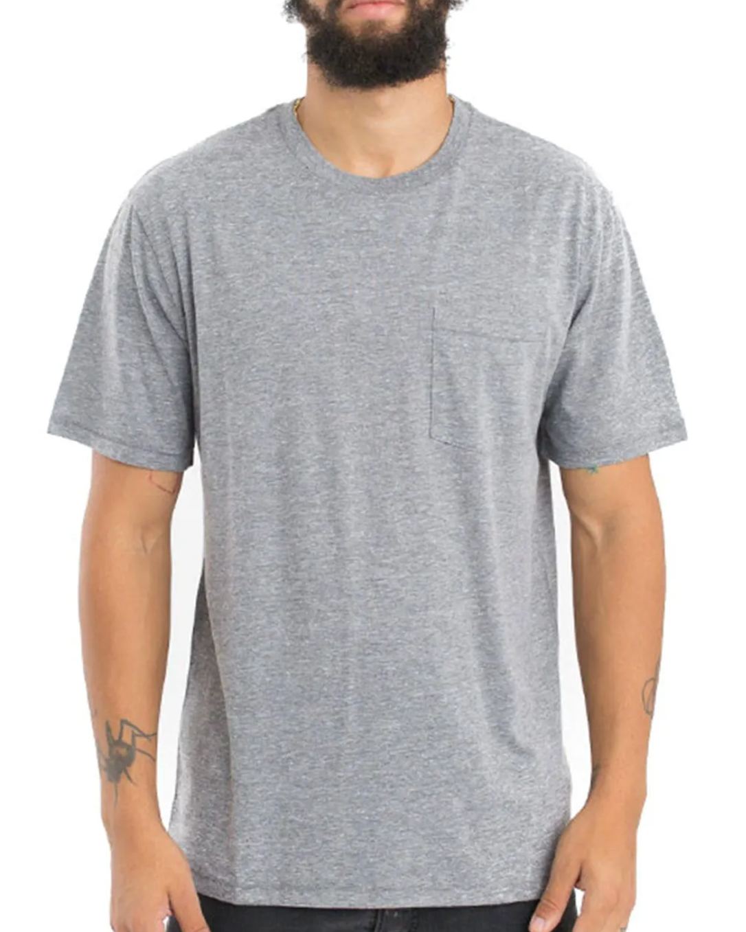 Heather Grey Premium Cotton Pocket Tee