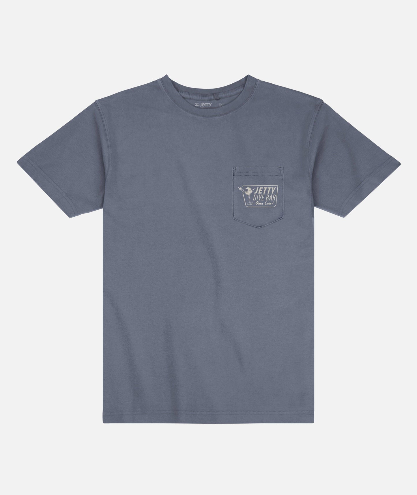 Blue t-shirt with a pocket on a white background