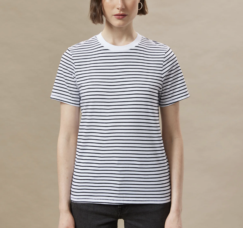 Striped Essential Tee - Snow White