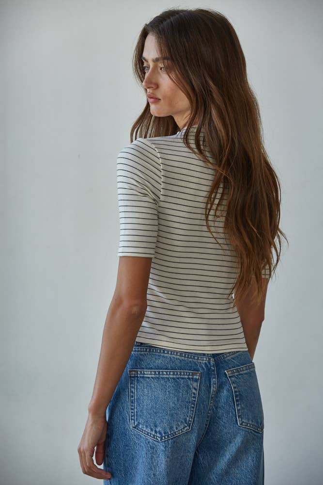 Ruthie Knit Mock Neck Short Sleeve Top