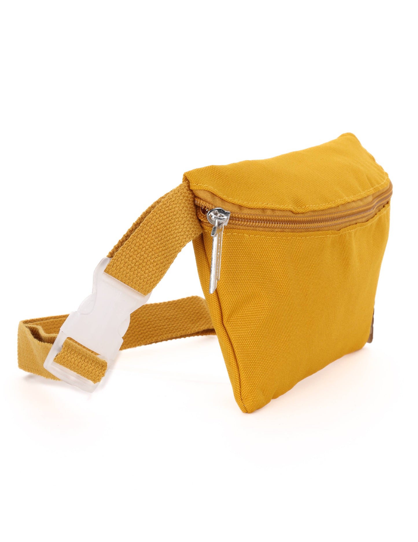 Yellow waist bag with a strap on a white background