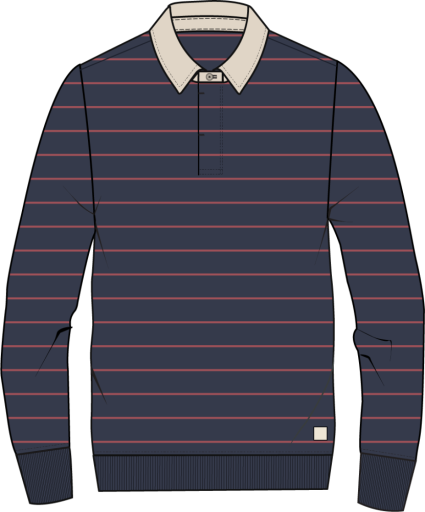 Sueded Rugby Polo - Navy/Red Stripe