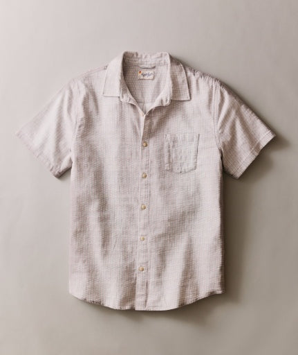 Classic Stretch Selvage Shirt - Purple Matchstick Print