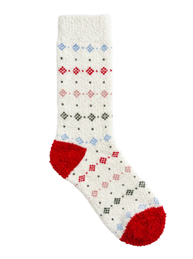 Marine Layer Fuzzy Sock - Cream Multi One Size