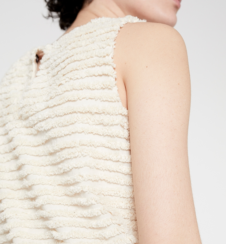 Sleeveless Textured Dress - White