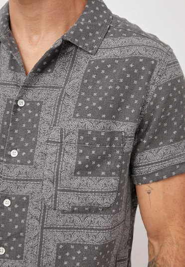 S/S Waimea Shirt - Black Bandana