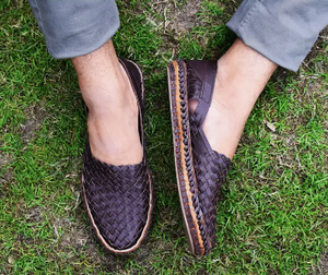 Men's Leather Huarache Handwoven Sandals - Dark Brown