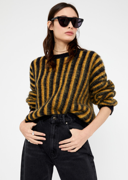 Loose Knit Jumper - Yellow Stripe