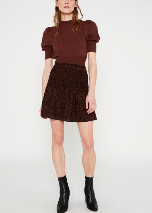 Smocked Mini Skirt - Animal Print