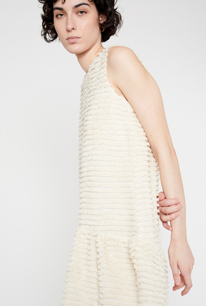 Sleeveless Textured Dress - White