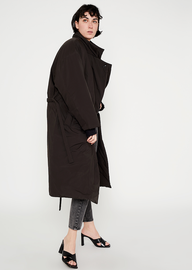 Puffer Trench Coat - Black