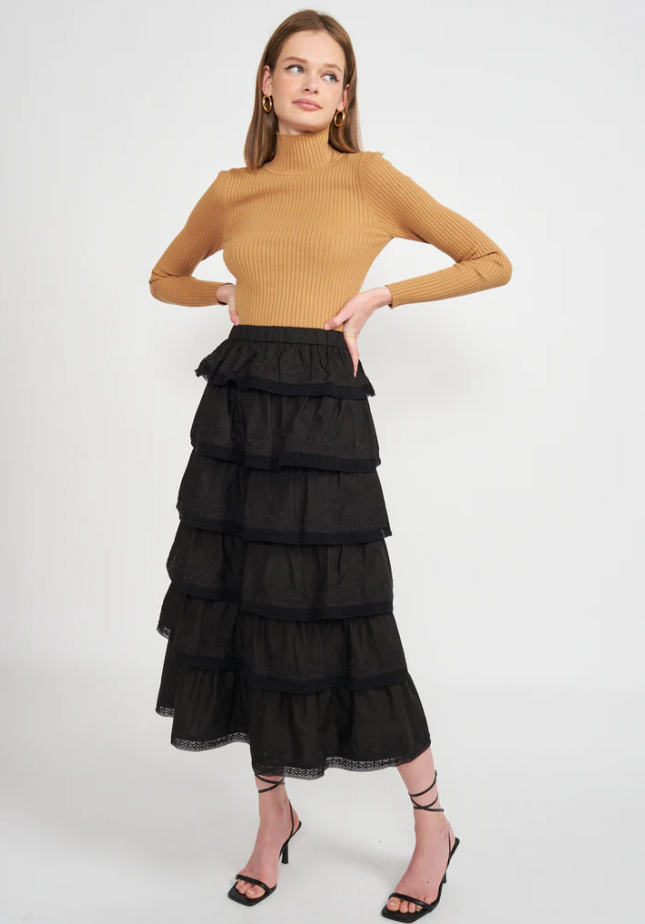 Louis Midi Skirt - Black