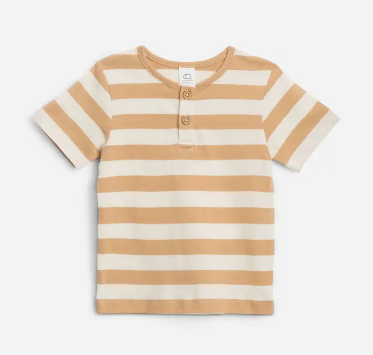 Reef Henley Crew Neck Tee - Tan Ely Stripe