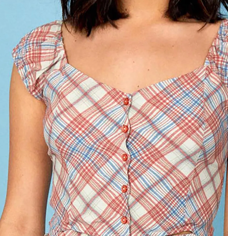 Erin Top - Plaid Pomegranate