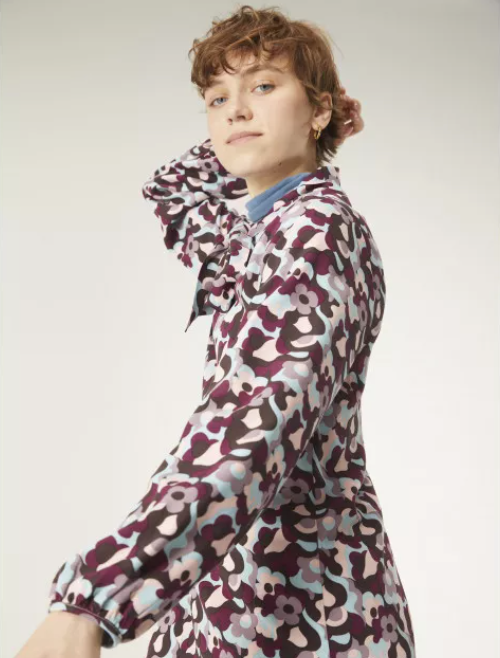 Psychedelic Print Mini Smock Dress - Purple