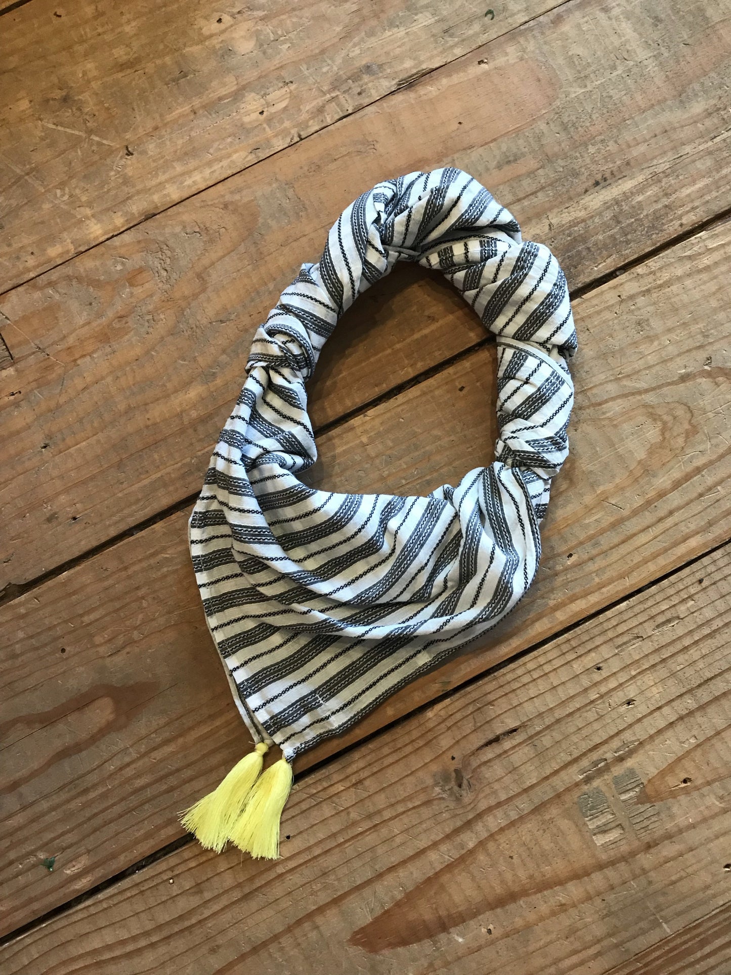 Lightweight Printed Scarf - White/Grey/Yellow - Genterie Supply Co.