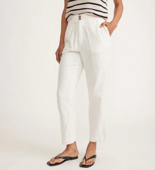 Elle Relaxed Crop Pant - White